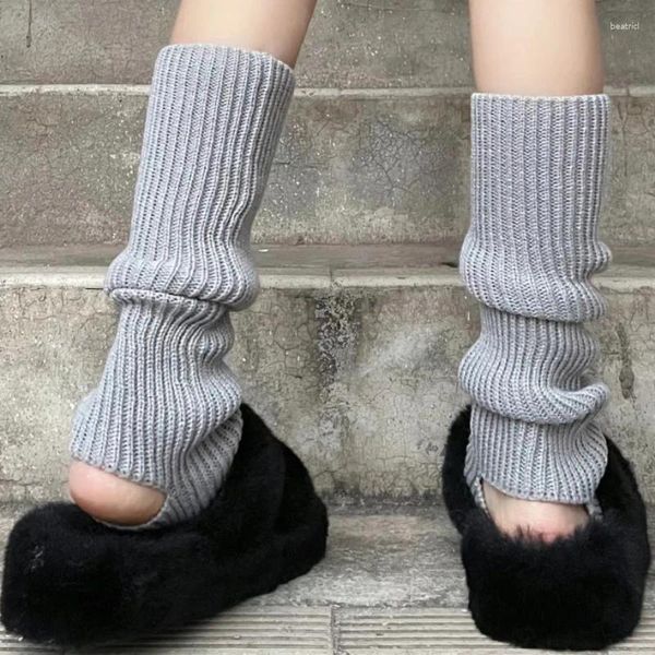 Calzini da donna Y2K Coscia alta addensare inverno caldo antivento acrilico calze lunghe calze coreane solide Lolita