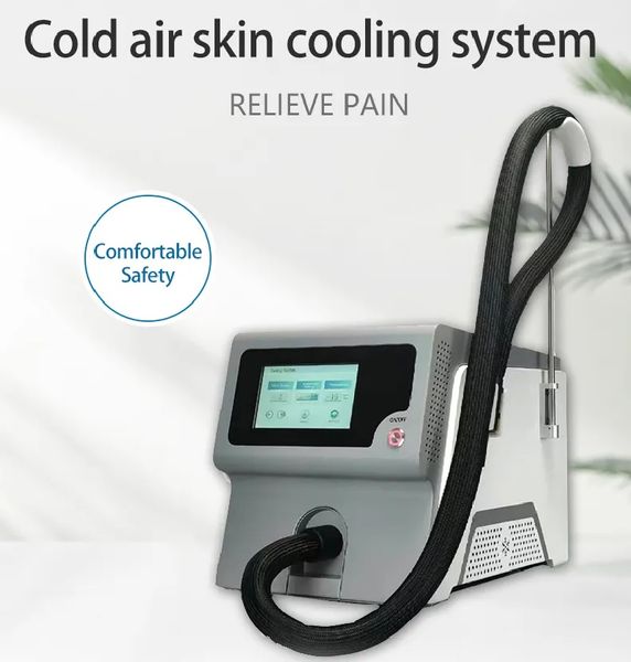 2024 Máquina de terapia de gelo com resfriamento de ar frio para pele Sistema de resfriamento de pele de baixa temperatura Use com dispositivo a laser Tratamento de remoção de cabelo Cool Pain rel