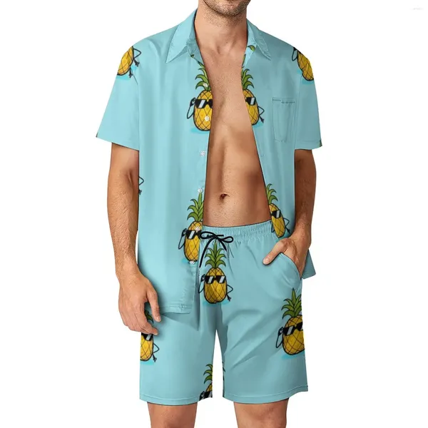 Männer Trainingsanzüge Ananas Ananas Sonnenbrille Strand Männer Sets Obst Casual Shirt Set Sommer Grafik Shorts Zwei-stück Cool Anzug 2XL 3XL