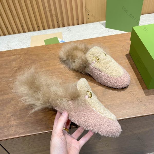 Designer Chinelo Princetown Chinelos Fur Slides Inverno Slide Couro Flip Flops Fuzz Mule Fury Slip-On Sapatos Clássico Macio Lã Plana Mulas