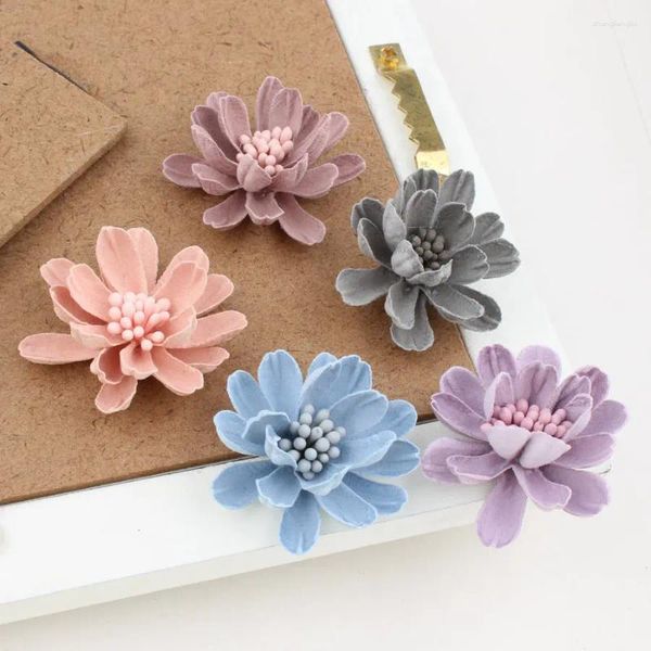 Haarspangen Großhandel Trendy 20 teile/los Wildleder Kleine Chrysantheme Blumen Form Handgemachte Mikrofaser Blumen Diy Schmuck Dekoration Material