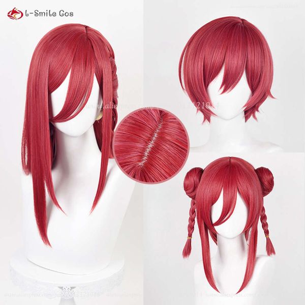 Trajes de catsuit anime azul lock hyoma chigiri cosplay 53cm/40cm vinho vermelho com trança cabelo resistente ao calor em estoque perucas + touca peruca