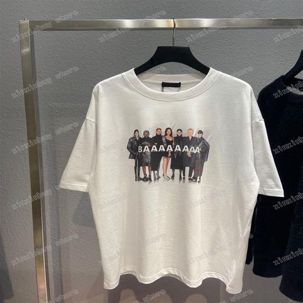 22ss Мужчины Женщины Дизайнерская футболка модель футболка с буквенным принтом Париж с коротким рукавом с круглым вырезом Уличная одежда черный белый серый xinxinbuy XS-L320V