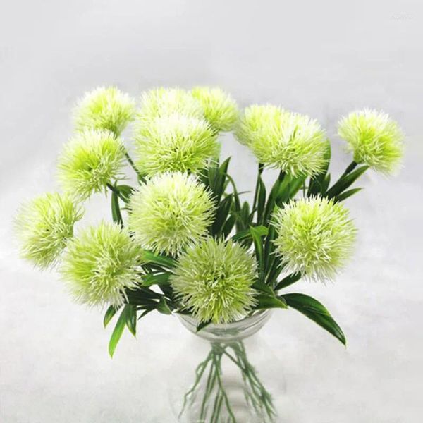 Flores decorativas 5 pçs plástico artificial flor plantas falso dente de leão simulação para vaso decoração para casa acessórios casamento