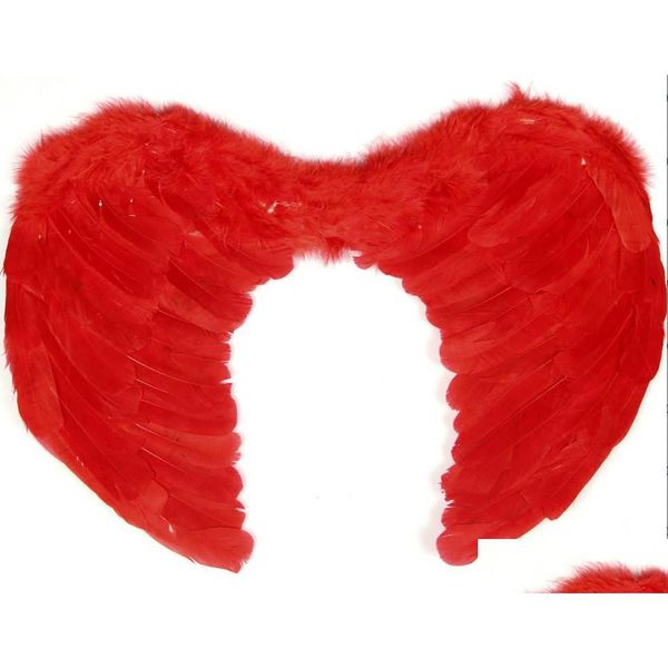 Acessórios de fantasia Adt Angel Feather Wing com tiras elásticas Mulheres Halloween Party 31,5 x23.6inch Branco Preto Rosa Vermelho Gota Delive Dhrf4