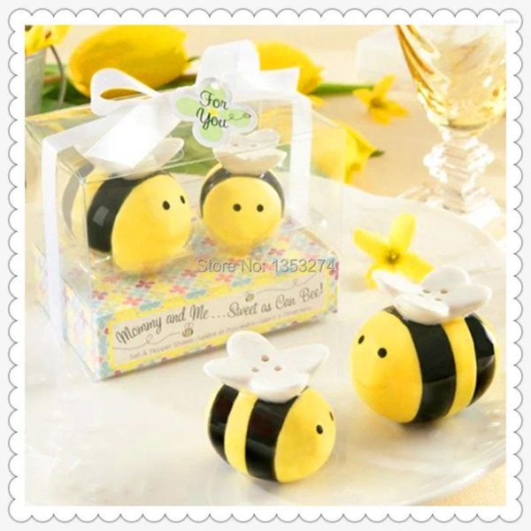 Favor de festa! 200 ⁄ 100 ⁄! 2 mel de abelha em uma caixa de presente saleiros e pimenteiros de cerâmica casamento
