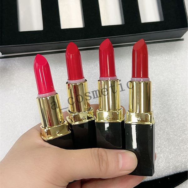 Brand Makeup Professional Matte Lippenstift-Set, 4 Farben, Lippen, Kosmetik, schwarze Tube, 4 Stück/Set