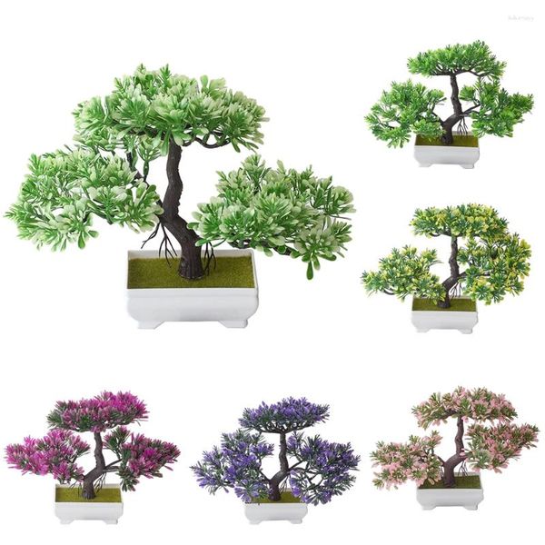 Flores decorativas planta artificial bonsai vaso simulação pinheiro simulado vaso de flores falso pequena decoração para casa