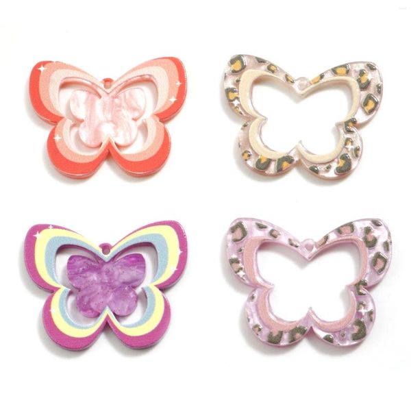 Anhänger Halsketten 5PCs Mode Schmetterling Tier Acryl Anhänger Mehrfarbige DIY Herstellung Halskette Ohrringe Mädchen Frauen Schmuck Charms