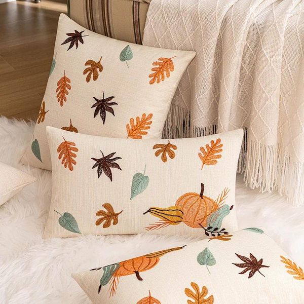 Travesseiro abóbora halloween almofadas bordado caso feriado capa decorativa para sofá alegre sala de estar decoração