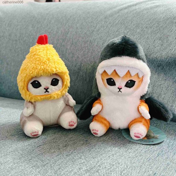 Animais de pelúcia recheados Kawaii Tempura Camarão Frito Tubarão Gato Boneca de Pelúcia Chaveiro Desenhos Animados Bonito Mofusand Anime Hobby Pingente Mochila para Namorada PresenteL231028