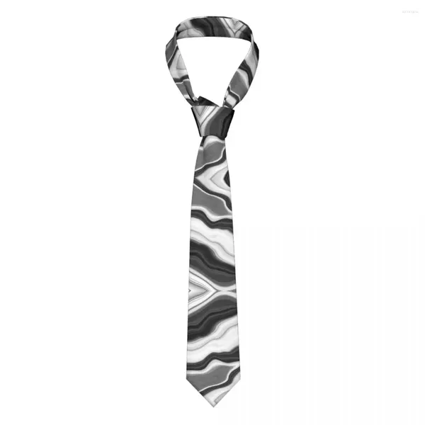 Laços preto e branco mármore gravatas homens mulheres casual poliéster 8 cm abstrack tinta arte pescoço gravata camisa acessórios gravatas negócios
