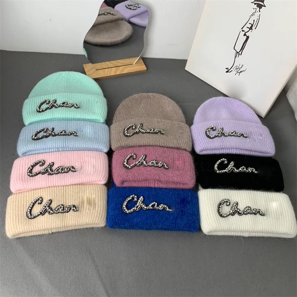 Herbst und Winter Paar Designer Beanie Mode Candy Farbe Baumwolle Warm Lter Stickerei Kristall Hut Datum Outdoor Reise Urlaub Geschenk