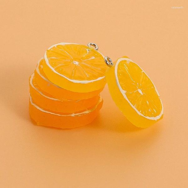 Pendenti e Ciondoli 10 Pz Resina Frutta Limone Arancione Ciondolo Per Cabochon Creativo Rotondo Cibo Portachiavi Collana Risultati di Gioielli FAI DA TE
