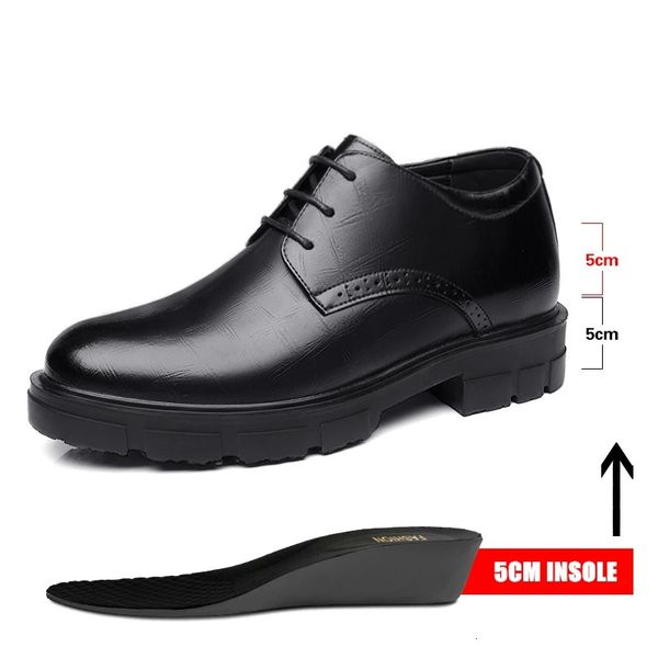 Модельные туфли на высоком каблуке, черные мужские деловые кожаные офисные туфли для мужчин, элегантный деловой лифт, платформа 810 см, 231026