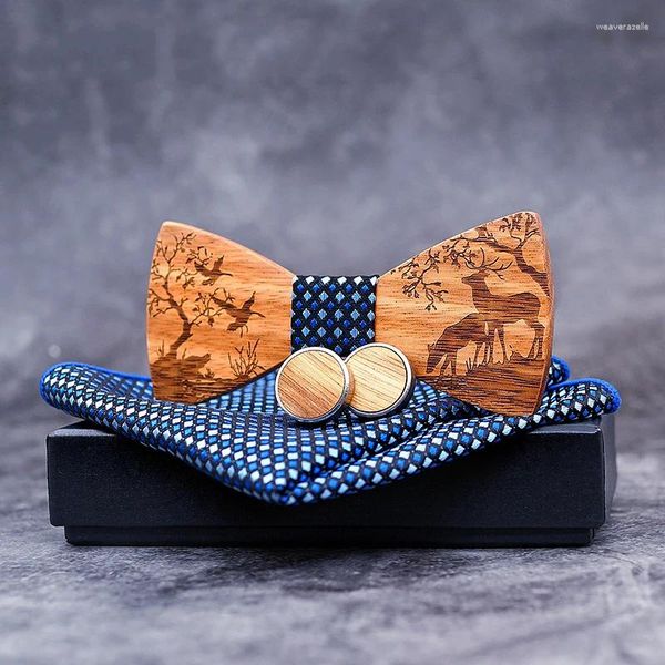 Галстуки-бабочки Linbaiway, мужской деревянный галстук-бабочка ручной работы, носовой платок, набор запонок для мужчин, Corbatas, карманное полотенце, галстук, деревянный мужской подарок