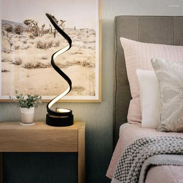 Lampade da tavolo Lampada da scrivania a luce calda bianca fredda a spirale a LED per la lettura sul comodino della camera da letto