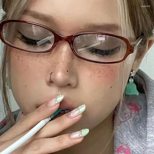 Montature per occhiali da sole Moda coreana Anime nere Occhiali falsi Donna Occhiali ottici Harajuku Kawaii Occhiali Y2k Abiti senza montatura
