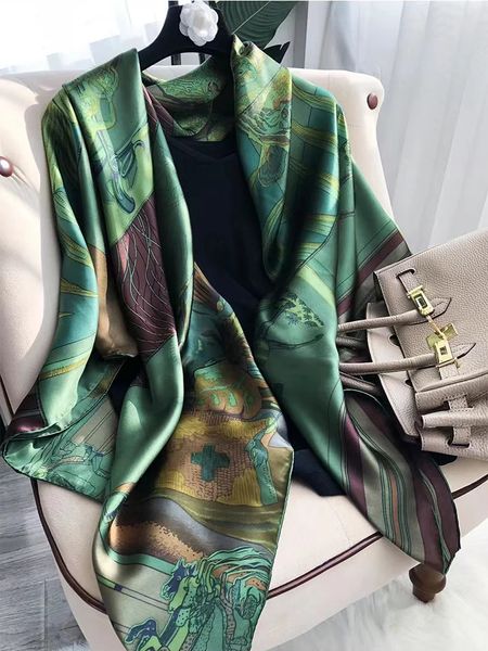 Шарфы BYSIFA| Брендовый зеленый шарф из чистого шелка, женский платок, весна-осень, шарфы из 100% тутового шелка, шали, осенне-зимние длинные шарфы, хиджабы 231027