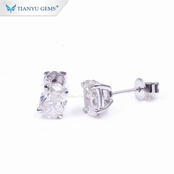 Tianyu Gems personalizado 14k/18k ouro puro oval moissanite cortado com gelo picado para senhora