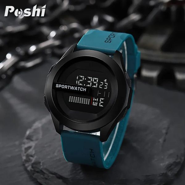 Relógios de pulso POSHI Sport Watch para homem luxo digital relógio de pulso cronômetro luminoso com data semana original relógio à prova d'água 231027