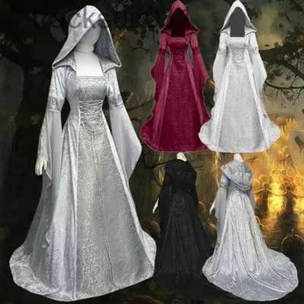 Trajes de anime medieval retro gótico com capuz bruxa saia longa luxo vestido de festa feminino cosplay vampiro halloween adulto vem l231027