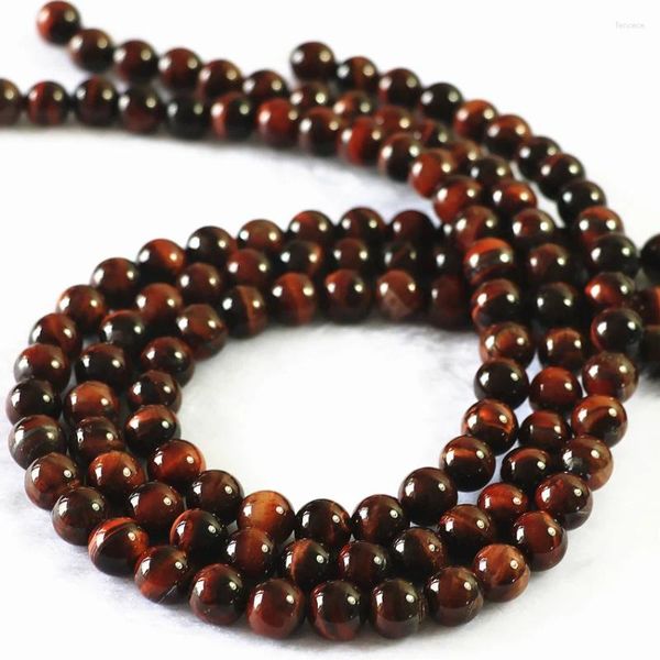 Grânulos redondos olho de tigre vermelho pedra natural solta 6mm 8mm 10mm 12mm moda diy para homem pulseiras jóias fazendo 15 polegadas b119