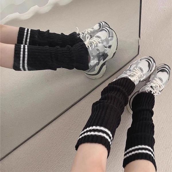 Mulheres meias estilo universitário listrado lolita longo malha leggings japonês doce inverno kawaii tornozelo