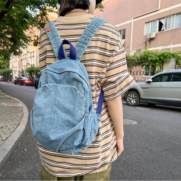 Sacos escolares Vintage Denim Jean Mulheres Mochilas Estilo Preppy Ombro Meninas Viagem Casual Daypacks Bagpack