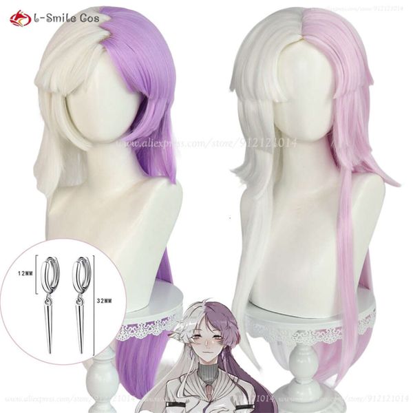 Costumi Catsuit Bungou Sigma Parrucca Cosplay 100 cm Lungo Viola Bianco Capelli resistenti al calore Bungo Cani Randagi Parrucche del partito Anime + Protezione parrucca