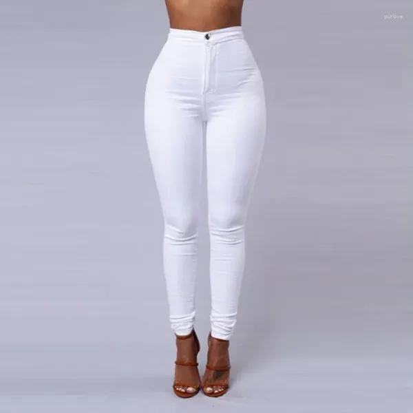 Jeans femininos monocromáticos skinny para mulheres cintura alta render vintage sexy calças compridas lápis casual branco e preto