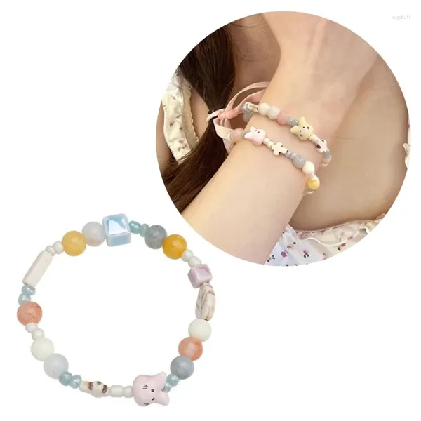 Braccialetti con ciondoli Bohemia Animal Bead Cartoon Handchain Gioielli per donna Polsino elastico dolce X3UD