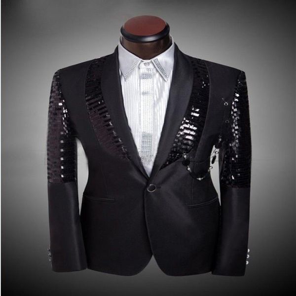 Новое поступление, мужской облегающий костюм, мужские костюмы с брюками, черный блестящий пиджак с блестками, свадебные смокинги, мужские костюмы 256s