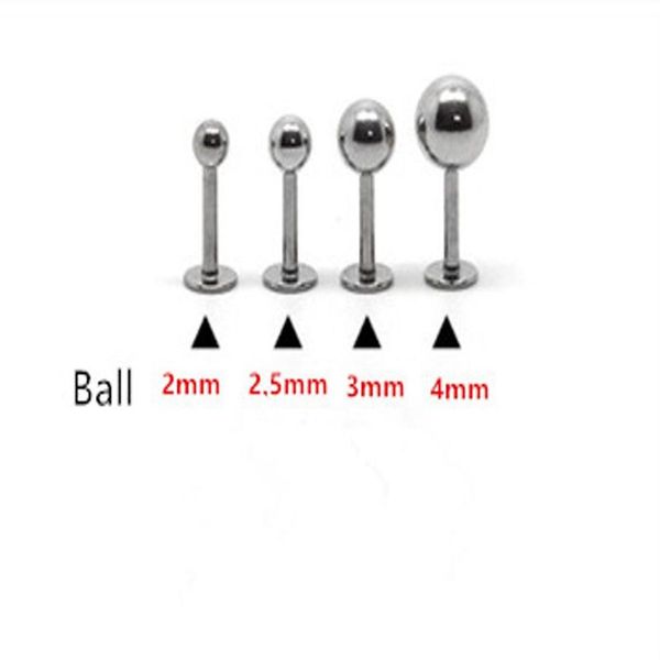 16G Anello per labbro Labret piercing Ball Plain Acciaio chirurgico 316L moda Body piercing Gioielli 100 pz / lotto 2mm 2 5mm 3mm 4mm Trago dell'orecchio 239Q