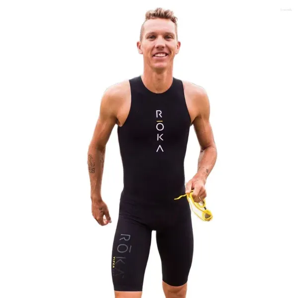 Yarış Setleri Roka Triatlon Erkekler Kolsuz Yüzme ve Çalışma Spor Giyim Körfezi Açık Tayt Cilt Takım 2023