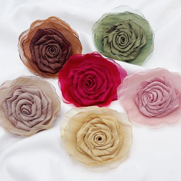 Dekorative Blumen, 10 Stück, 10 cm, Stoff, Chiffon, Organza, Rosen-Blumen-Patch, handgefertigt, DIY, Basteln, Kinder, Kopfbedeckung, Dekor, Kleidung, Halskette