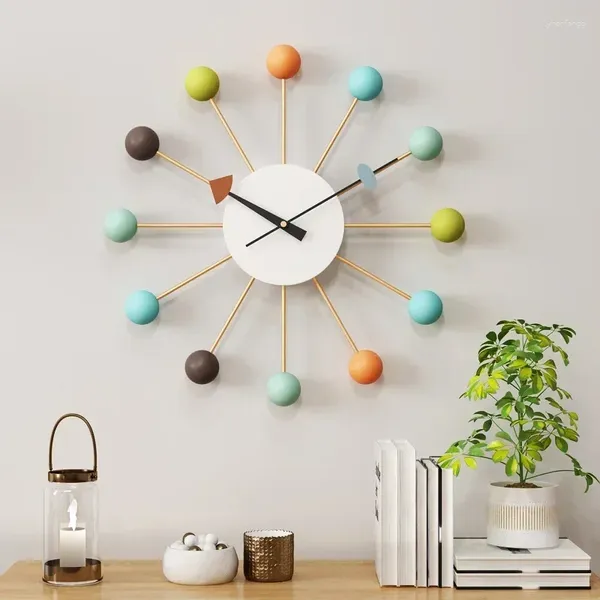 Orologi da parete 1 pezzo nordico semplice orologio a sfera di caramella muto orologio in legno minimalista per la casa creativo soggiorno silenzioso arredamento alla moda