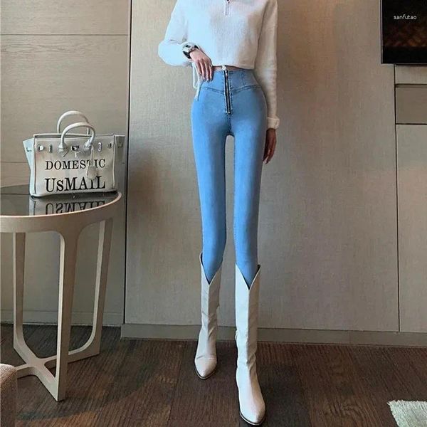 Calças femininas mulheres outono estiramento magro magro denim lápis 2023 cintura alta primavera escritório senhoras jeans feminino sexy personalidade calças