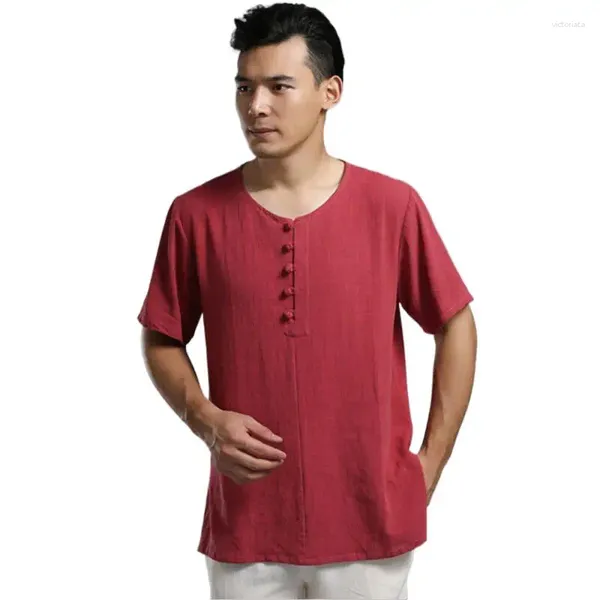 Camisas casuais masculinas estilo chinês marca algodão linho plus size camisa estética coreanas vintage camisa hombre