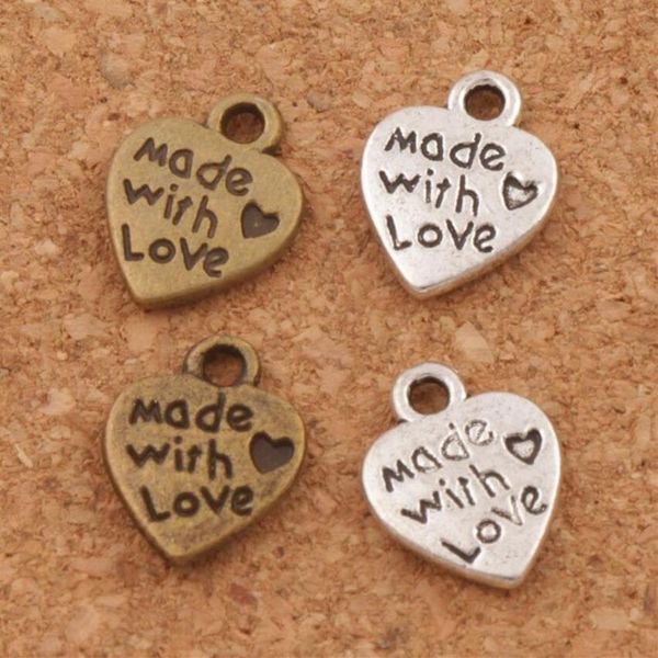Made With Love Herz Charm Perlen Anhänger MIC 9 7x12 5mm Antik Silber Bronze Modeschmuck DIY L319304Y