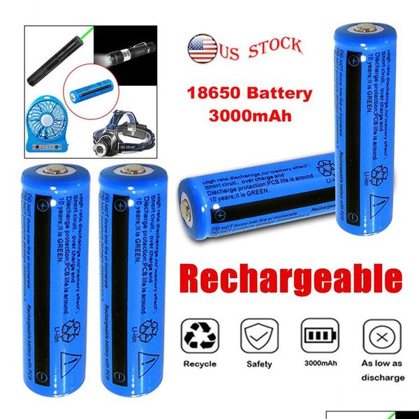 Batterien Großhandel Hohe Qualität 11,1 W wiederaufladbare Batterie 3000 mAh 3,7 V Brc Li-Ion für Taschenlampe Taschenlampe Laser Stift Scheinwerfer Drop Deliv Dh73I