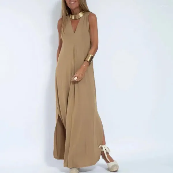 Vestidos casuais senhora vestido elegante oversized estilo simples verão robe cor pura roupas femininas