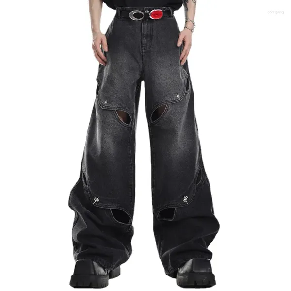 Мужские брюки Дизайнерские оригинальные нишевые Хай-стрит Хип-хоп полые винтажные потертые женские авангардные джинсы Повседневные мужские брюки