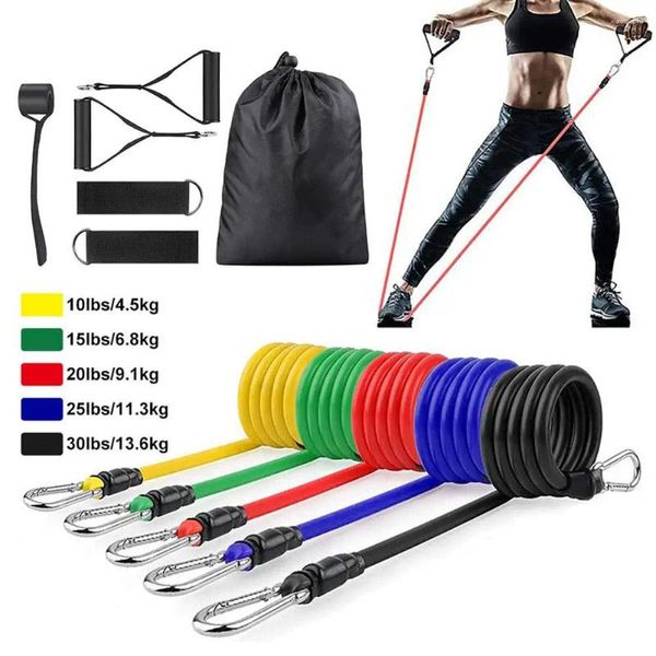 Direnç Bantları Taşınabilir 11pcs Bacak Fitness Seti Buabdominal kol arka kas üreticisi egzersiz sandığı için