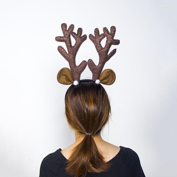 Noel dekorasyonları boynuz kafa bandı kahverengi ren geyiği dekorasyon saç süsleri ev için hediyeler
