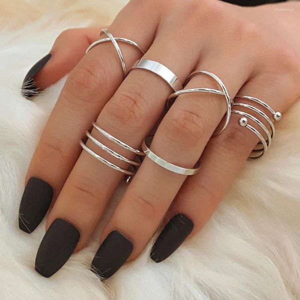 Anelli a grappolo UMKA Punk Finger Minimalista Liscio Nero Geometrico In Metallo Per Le Donne Ragazze Party Bijoux Femme Gioielli