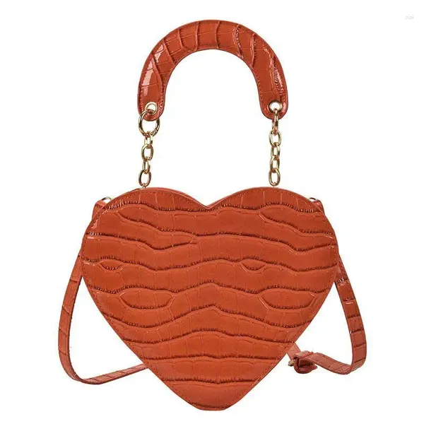 Borse da sera Borsa da donna a forma di cuore Tracolla in pelle PU con motivo in pietra Piccola bella borsa da amore a mano 2023 per le donne