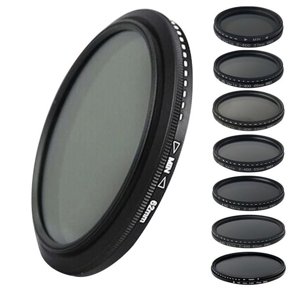 ND Fader Vidro óptico de densidade neutra ajustável ND2-400 Filtro variável 49mm 52mm 55mm 58mm 62mm 67mm 72mm 77m 82mm para canhão Nikon Sony Pentax lente de câmera DSLR