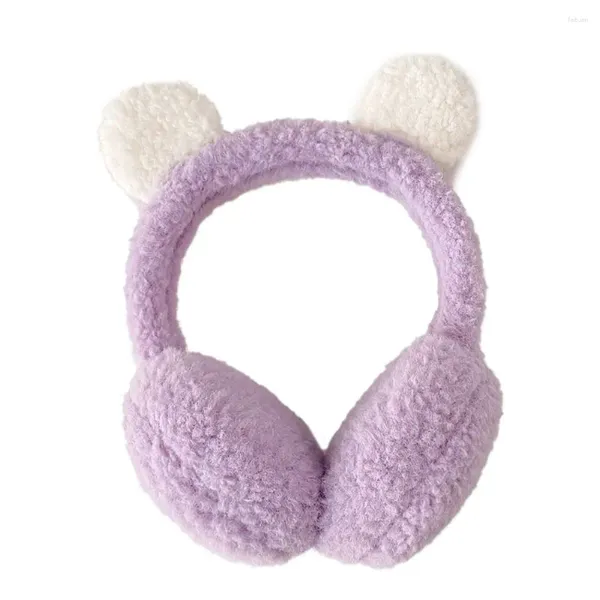 Berets Soft Ear Warmer Outdoor Plush Mulheres Ear-Muffs Winter Cute Bear Cover