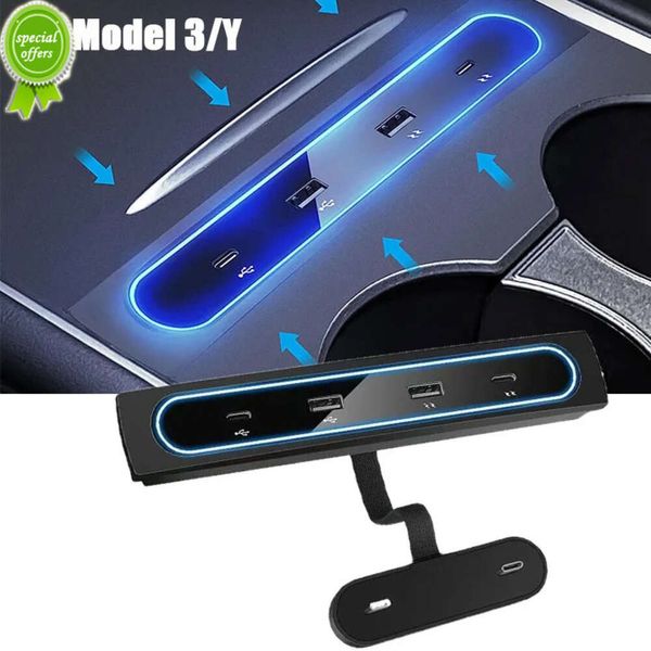 Nuovo Per Tesla Modello 3 Modello Y 2021 27W Caricatore Rapido Docking Station Intelligente USB Shunt Hub Decorazione Interni Refit Accessori